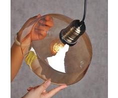 Lamapada a Sospensione Industriale Vintage Edison da Soffitto Luce Industriale Lampadari Illuminazione per Interni Paralume Forma Ciotola Vetro Interni Lampadario Attacco E27 Plafoniera in Vetro