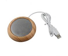 Scalda Bevande USB, Scaldino USB, Scaldatazze USB, Riscaldatore Elettrico Della Tazza, Piastra Isolante Termico a Base di Latte di Legno, Scaldabiberon per Scaldavivande per Ufficio e Casa (YHK131-1)