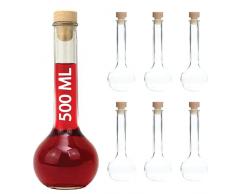 slkfactory 6 Bottiglie di Vetro vuote da 500 ml con Tappo a Vite da 0,5 Litri, bottigliette per Succo, liquore, aceto, Olio
