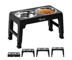 Toozey Ciotola per cani Regolabile in altezza, Ciotole per cani Rialzate per Cani con 2 ciotole in acciaio inossidabile da 1200 ml, Ciotole per canii per cani di taglia media e grande