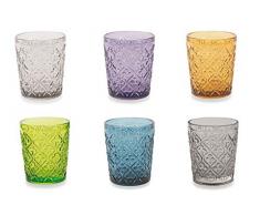 Villa d’Este Home Tivoli 5905223 Marrakech Set 6 Bicchieri Acqua Multicolor, Vetro, 240 ml, Assortito