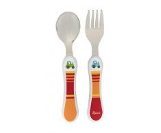 SIGIKID 25237 - Set di posate per bambini per ragazze e ragazzi, forchette e cucchiai consigliati dalla nascita, multicolore