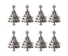 Fuaciqva Set di 8 portatovaglioli per albero di Natale, per matrimoni, Ringraziamenti, riunioni di famiglia, feste di compleanno (argento)