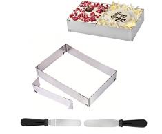 Oneroomone 1 set di Teglia Rettangolare Regolabile, Stampo da Forno con Divisori e Spatola, per Torte, Crostate, Pizze, Cuocere e Decorare
