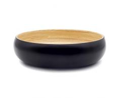 Dehaus® Ciotola Fatto a Mano in Legno di bambù Grande 30cm Portafrutta, Insalatiera Design Moderno Centrotavola da Portata, Cestino Pane, Fruttiera (Nera)