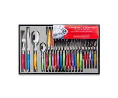 Laguiole Production - Set di Posate Multicolore in 24 Pezzi - Set di Posate in Acciaio Inox e ABS per 6 Persone - Confezione Regalo