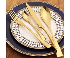 LEKOCH 4-pezzi posate in acciaio inox tra cui forchetta cucchiaio coltello posate Set per 1 (doro)