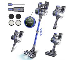 VAKYOU Aspirapolvere Senza Fili, 450W & 33KPA scopa elettrica senza fili potente conTouch screen intelligente, 6 in 1 Aspirapolvere ricaricabile standby 55 min, Adatto per tappeti/Peli animali