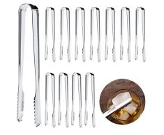 Set di 12 pinze per ghiaccio in acciaio inox, pinza per cubetti di ghiaccio, pinza per servire dolci, per matrimoni, feste, bar, libri, barbecue, picnic