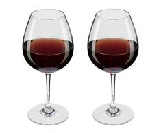Viva Haushaltswaren – Accadrà 2 Bicchieri di Vino Rosso/Bicchieri di Vino in pregiato, Trasparente Plastica (policarbonato) ca. 250 ML