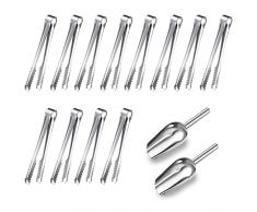 Pinza Ghiaccio 12pcs, Pinza cucina acciaio, Pinza per dolci, Pinze barman, Pinze per caramelle, per bar, cubetti di ghiaccio, zollette di zucchero