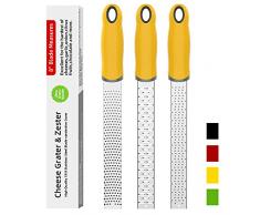 H HOMEWINS 3PCS Grattugia per Agrumi Zesteur Parmigiano Limone Zenzero Aglio Cioccolato Verdura - Lama Affilata in Acciaio Inossidabile | Copertura Protezione | Lavabile in Lavastoviglie