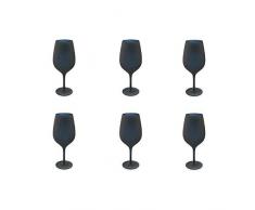 Villa d’Este Home Tivoli Set 6 Bicchieri Vino a Calice in Vetro Nero Modello Naima ml.428