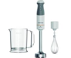 Kenwood Triblade XL HBM40.002WH Frullatore ad Immersione, Mixer, Asta XL in Acciaio Removibile, Dotato di Frusta a Filo e Bicchiere Graduato con Manico da 0,75L, Potenza 850watt, Bianco