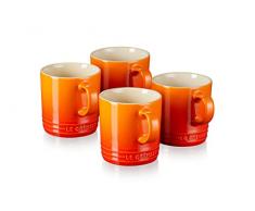 Le Creuset Set 4 Tazze Mug London In Gres Vetrificato, 350 Ml, Arancione, 79113350900000