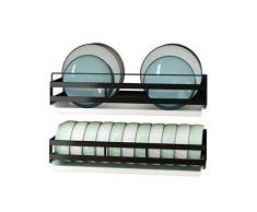 CHUFANG Lo Scaldapiatti da Cucina in Acciaio Inossidabile Nero, Lo Scolapiatti, la Vasca a Muro e Lo Scolapiatti, Consentono di Risparmiare Spazio (Color : A+B)