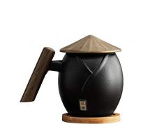 KGDC Tazzine caffè Creativa Tazza di Ceramica con Coperchio personalità Tazza di tè Moda retrò Tazza di caffè Tazza di caffè Tazza di Acqua Personale Regalo Fatto A Mano 400ml Tazzine Espresso