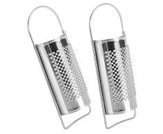 COM-FOUR® 2x grattugia per alimenti - grattugia per noce moscata in acciaio inossidabile - grattugia per aglio - grattugia universale (02 pezzi - piccolo)