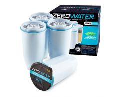 ZeroWater Filtri Caraffa Acqua a 5 Fasi, Filtri Caraffa Filtrante con Certificazione NSF - Filtri Acqua - Riducono la Presenza di Piombo, PFOA/PFOS e Altri Metalli Pesanti - Confezione da 4, Bianco