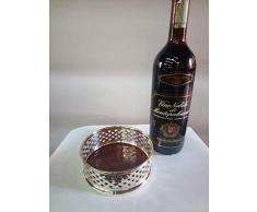 Sottobottiglia a Griglia in Argento 925 Massiccio con Fondo Legno AntiGraffio (Argento, Legno e Argento 925)