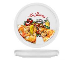 Van Well Napoli Set di 6 piatti da pizza in porcellana, diametro 30,5 cm, con motivo