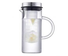 SILBERTHAL Caraffa vetro con tapo | Caraffa per Acqua refrigerante con Filtro 1 litro | Brocca acqua vetro | Caraffa con Filtro per Frutta e Verdura