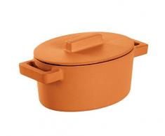 Sambonet Casseruola Ovale con Coperchio, Ghisa/Terracotta, Arancio Curry, 0.45 Litri, 13 x 10 cm