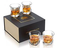 KANARS Bicchieri da Whisky, Bicchiere da Cocktail Cristallo per Scotch, Cognac, Martini, Bourbon, Margarita, Bellissimo Regalo, Set di 4 Pezzi, 210 ml