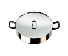 Alessi 90102/24 T Casseruola Bassa a Due Manici, in Trilamina/AISI 430, Alluminio, Acciaio Inossidabile 18/10