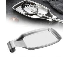 N/A Appoggia Cucchiaio in Acciaio Inossidabile 304 Porta Cucchiaio in Accaio Inox Poggia Posate Cucina Poggiamestolo Multiuso Metallo Poggia Mestolo Gigante per Utensili Cucina - Argento