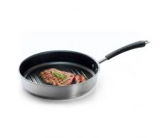 Coolinato, bistecchiera rotonda da 26 cm, piastra bistecchiera per carne adatta a piano induzione, forno e fornello a gas, padella griglia antiaderente