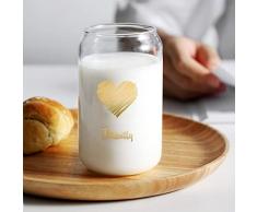 CXQ Lattine Creative Bicchiere Trasparente Tazza di Latte for Uso Domestico Tazza di caffè Tazza di Coca Cola Tazza for Bevande Fredde -400ml