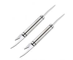 2 pezzi multiuso per pulire e sfilettare i gamberi, coltello per ostriche in acciaio inox, coltello per frutti di mare a doppia testa, pelatore per gamberi di fiume
