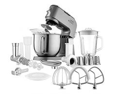 Sencor impastatrice planetaria, Robot da Cucina Robusta in metallo, Motore 1500W Potente, con Illuminazione a LED, Silenzioso, Funzione Smart Power & Energy con Set di Accessori Completo