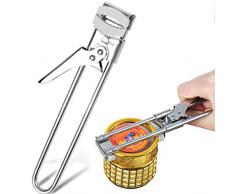 Apriscatole Regolabile,Apriscatole per Anziani Mani Apriscatole per Coperchio Apribottiglie Acciaio Inox Apriscatole Multifunzionale(Argento)