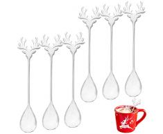 6 Pezzi Cucchiaini da Caffè di Natale, FUKPO Cucchiaio di Natale in Acciaio Inossidabile, Cucchiaio da Caffè Elk Dessert Dolce Tè Gelato di Natalizi Creativo Set Cucchiai Acciaio Inox Piccoli Argento
