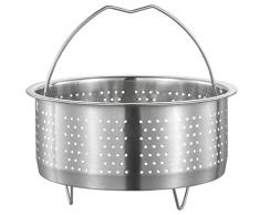 Cabilock Inserto per vapore, pentola a vapore, cestello a vapore, in acciaio inox, griglia a vapore, cestello di riso, pentola a pressione di ricambio per verdure e pesce, accessori da 18 cm