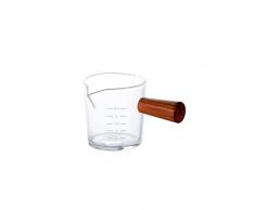 Salsiera Espresso piccolo latte tazza di vetro mini manico in legno manico in legno latte jug jugs il latte succo bucket latte brocca Salsiera per condimento per insalata (Size : B)