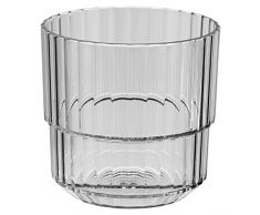 APS Bicchiere in plastica Tritan di alta qualità con 0,22 litri, senza BPA, impilabile, infrangibile, riutilizzabile, lavabile in lavastoviglie, 220 ml, grigio french