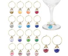 VICDUEKG 18 Pezzi Segnabicchieri Marcatori di Ciondoli per Bicchieri di Vino, Colorato Decorare Segna Bicchieri Calici Charms Per Bicchieri di Vino, Decorazioni per Feste Degustazione di Vini