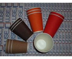 PZ 100 BICCHIERI TERMICI IN CARTONE ML 550 ROSSO CON COPERCHIO CAFFE' CIOCCOLATA CALDA