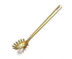 Berglander Cucchiaio per Spaghetti in Oro, Posatore per Pasta con placcatura in Oro al Titanio, Posatore per Spaghetti in Acciaio Inossidabile per Cucinare, Forchetta per Pasta, Forchetta per Noddle