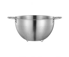Scolapasta in Acciaio Inox con 2 Maniglie e Base Scolapasta da Cucina Colino Colapasta Scolatutto Filtro Metallo Inossidabile Lavabile in Lavastoviglie, Ø 24cm