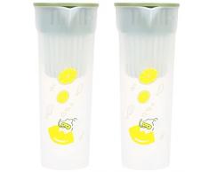 BESTonZON 2 Pezzi di Plastica Bevanda Fredda Brocca di Succo di Frutta Brocca di Succo di Resistenza Calore Brocca di Plastica con Coperchio Brocca di Grande capacità