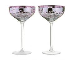 Artland - Set di 2 coppe da champagne in Filigree - Bicchieri placcati lilla, finitura argento a specchio, set di bicchieri da champagne in confezione regalo
