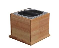 Zavddy Recipiente per Fondi di caffè Solido Acciaio Inossidabile Motivi di caffè Contenitore di Legno Base Domestica Commerciale Coffee Grind Bin (Colore : Beige, Size : 19.6x21.2x17cm)