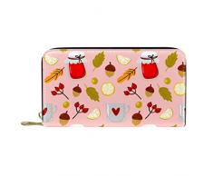 Portafoglio da donna con cerniera e pochette per telefono, motivo autunno maglia tazza e marmellata 01, borsa da viaggio in pelle pochette porta carte organizer braccialetti portafogli