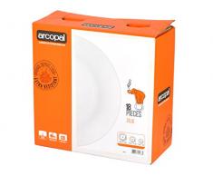 Arcopal Luminarc Zelie Servizio Tavola 18 Pezzi, Opale, Bianco
