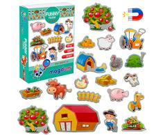 MAGDUM Magneti Bambini Felici Fattoria - 19 GRANDI Calamite Frigorifero - Calamite Bambini - Giochi Bambini 3 anni - Animali Giocattolo per Bambini - Calamite Animali per Bambini - Giochi Magnetici