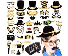 Jouseer 46 pezzi di accessori fotografici, per feste, bobh Props miscelate tutti i tipi di cappelli di bicchieri, decorazioni per foto, accessori per matrimoni, compleanni, Natale e feste